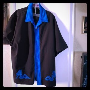 Casino wear rockabilly velvet collar camp shirt